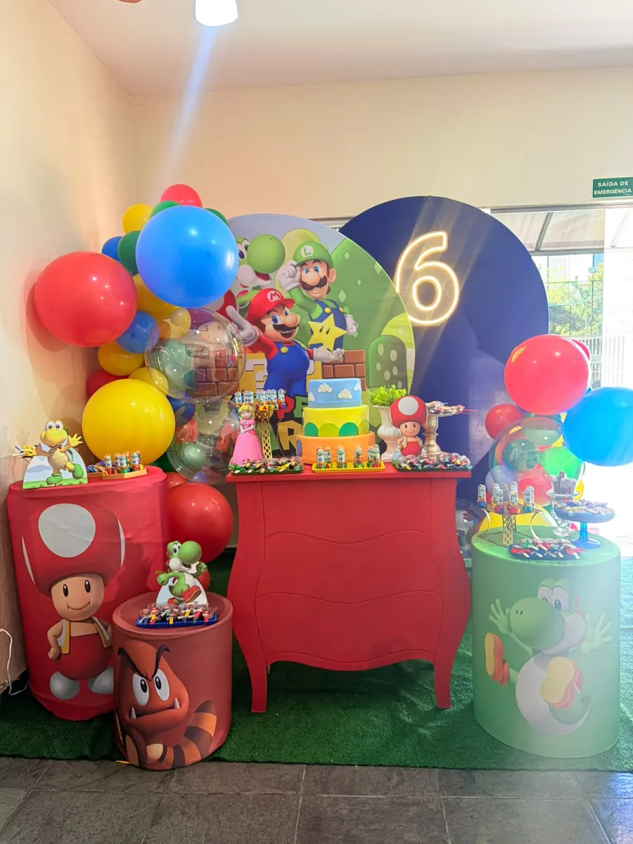 Decoração de aniversário infantil tema Super Mario